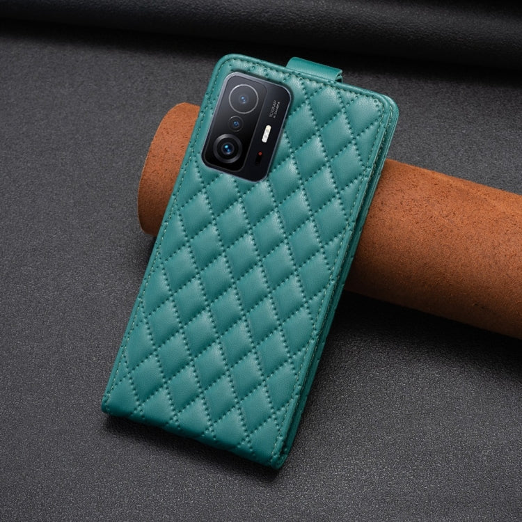 For Xiaomi Mi 11T / 11T Pro Diamond Lattice Vertical Flip Leather Phone Case(Green)