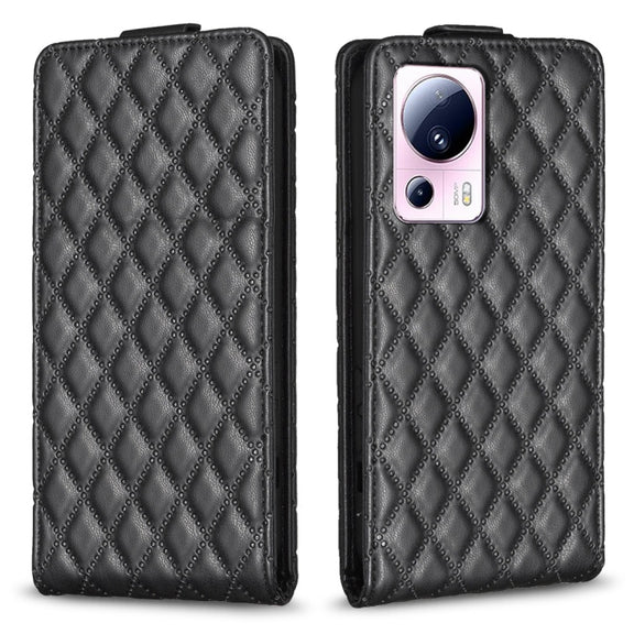 For Xiaomi 13 Lite / Civi 2 Diamond Lattice Vertical Flip Leather Phone Case(Black)