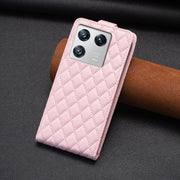 For Xiaomi 13 Diamond Lattice Vertical Flip Leather Phone Case(Pink)