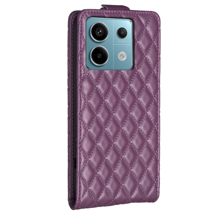 For Xiaomi Redmi Note 13 Pro 4G Global Diamond Lattice Vertical Flip Leather Phone Case(Dark Purple)