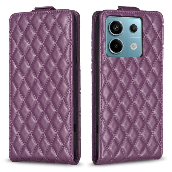 For Xiaomi Redmi Note 13 Pro 4G Global Diamond Lattice Vertical Flip Leather Phone Case(Dark Purple)