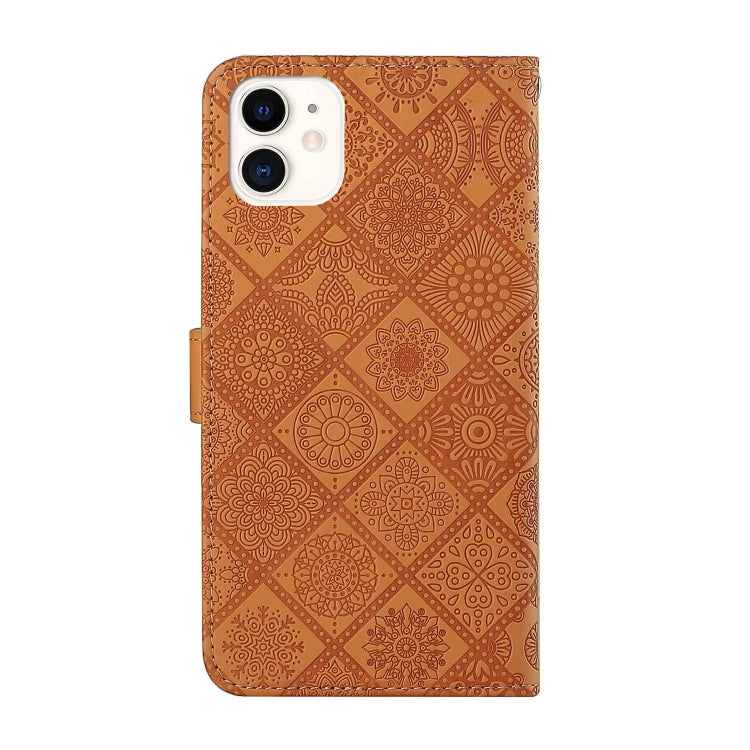 For iPhone 16 Pro Max Ethnic Style Embossed Pattern Leather Phone Case(Brown)