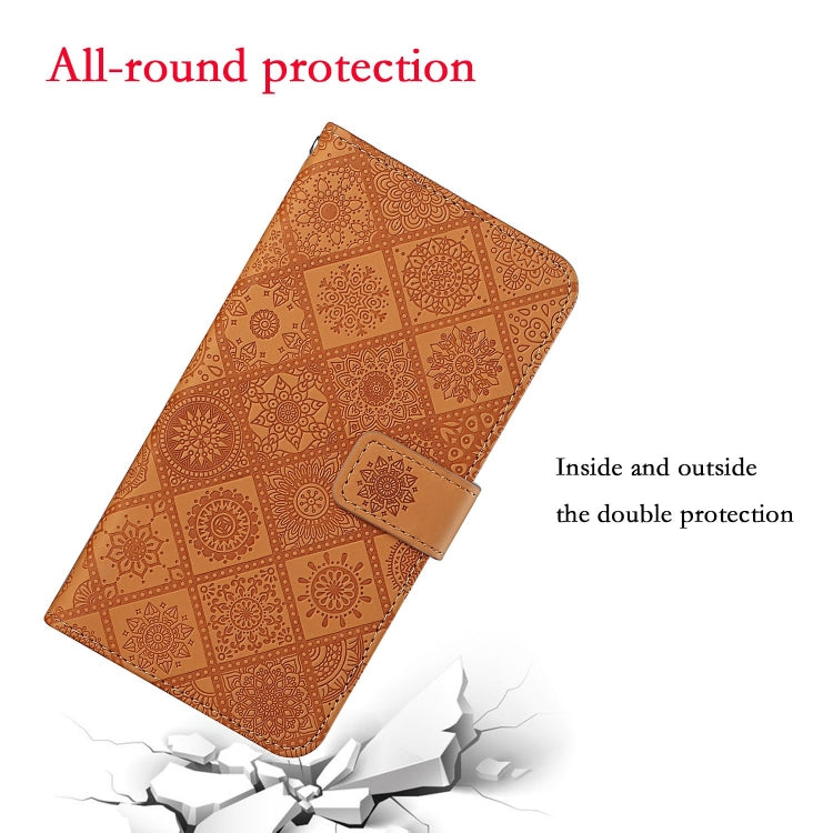For iPhone 16 Pro Max Ethnic Style Embossed Pattern Leather Phone Case(Brown)