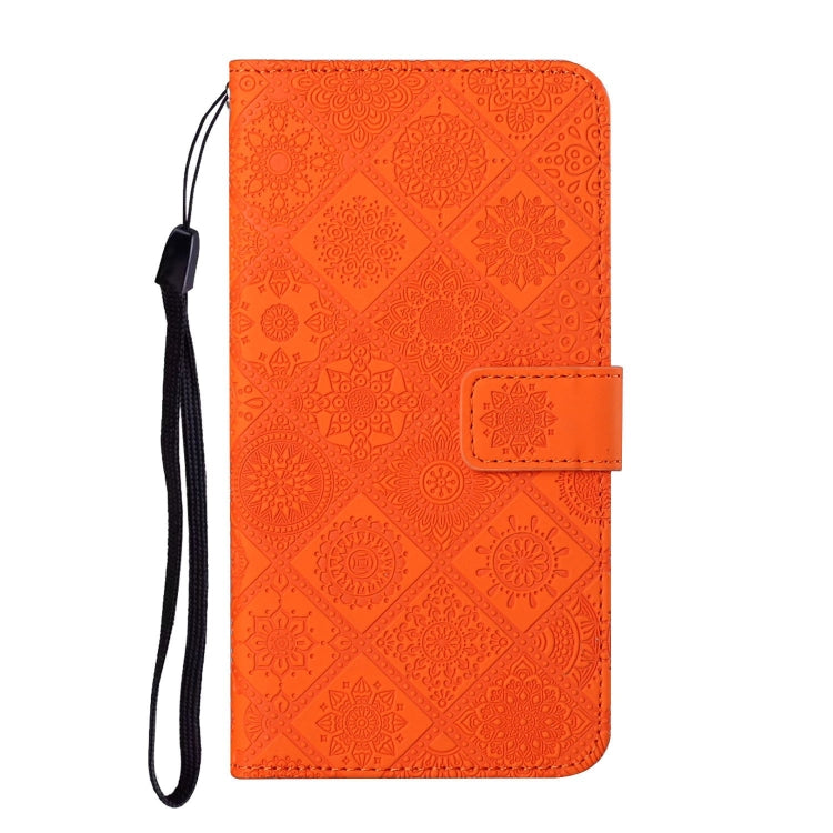 For iPhone 16 Pro Ethnic Style Embossed Pattern Leather Phone Case(Orange)