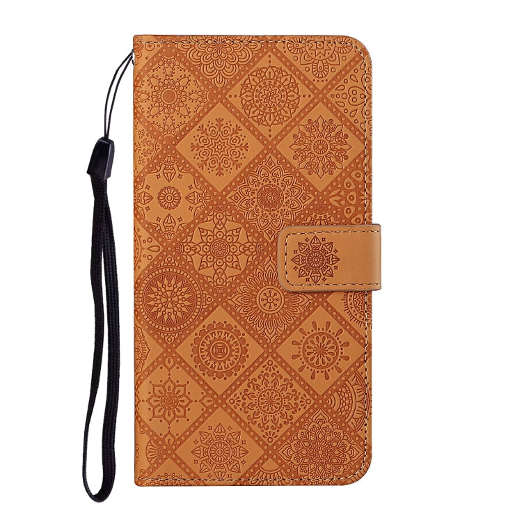 For iPhone 16 Plus Ethnic Style Embossed Pattern Leather Phone Case(Brown)