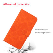 For iPhone 16 Ethnic Style Embossed Pattern Leather Phone Case(Orange)