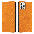 For iPhone 16 Pro Max Ethnic Embossed Adsorption Leather Phone Case(Yellow) - iPhone 16 Pro Max Cases by PMC TechLife | Online Shopping South Africa | PMC TechLife | Buy Now Pay Later Mobicred