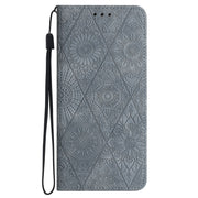 For iPhone 16 Ethnic Embossed Adsorption Leather Phone Case(Grey)