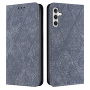 For Samsung Galaxy S24 5G Ethnic Embossed Adsorption Leather Phone Case(Grey)
