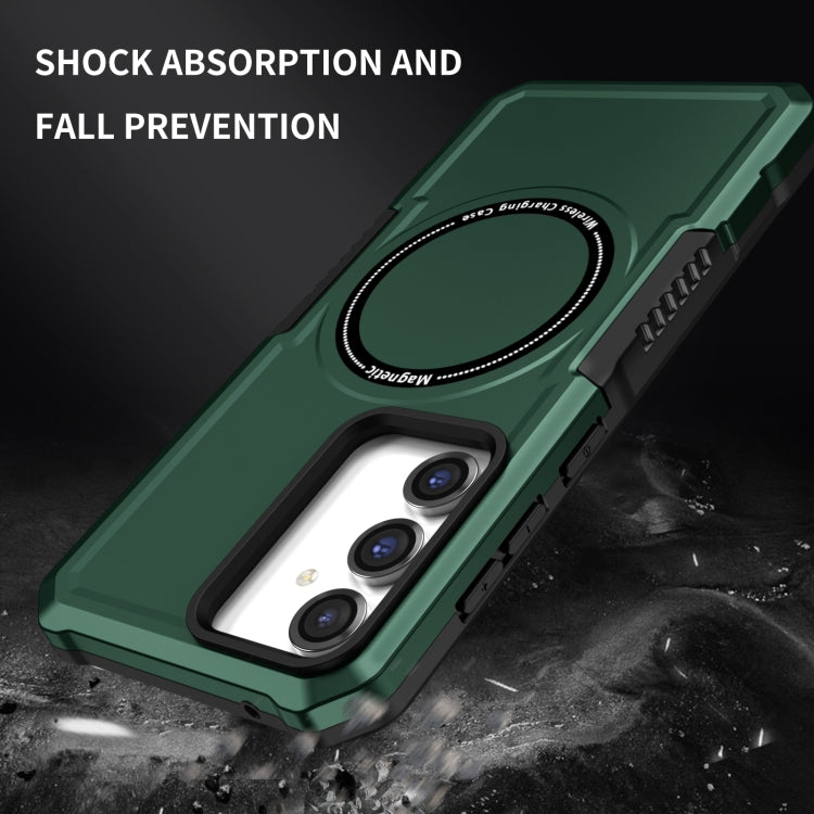 For Samsung Galaxy S23 FE MagSafe Shockproof Armor Phone Case(Dark Green)