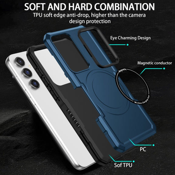 For Samsung Galaxy S23 FE MagSafe Shockproof Armor Phone Case(Dark Blue)