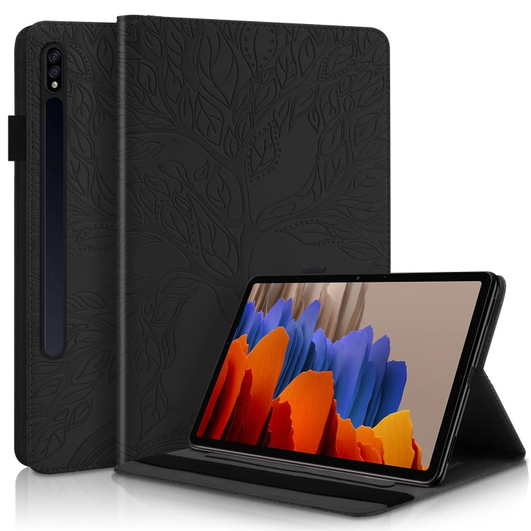 For Samsung Galaxy Tab S8 / S7 Life Tree Series Horizontal Flip Leather Tablet Case(Black)