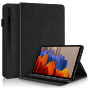 For Samsung Galaxy Tab S8 / S7 Life Tree Series Horizontal Flip Leather Tablet Case(Black)