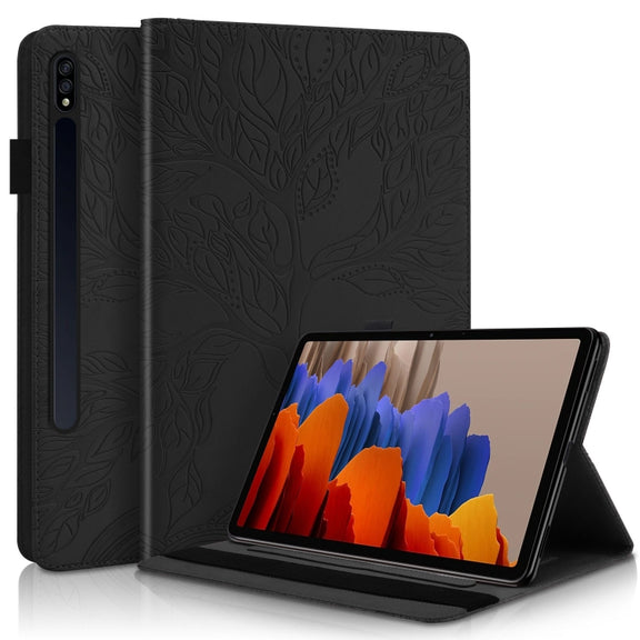 For Samsung Galaxy Tab S8 / S7 Life Tree Series Horizontal Flip Leather Tablet Case(Black)