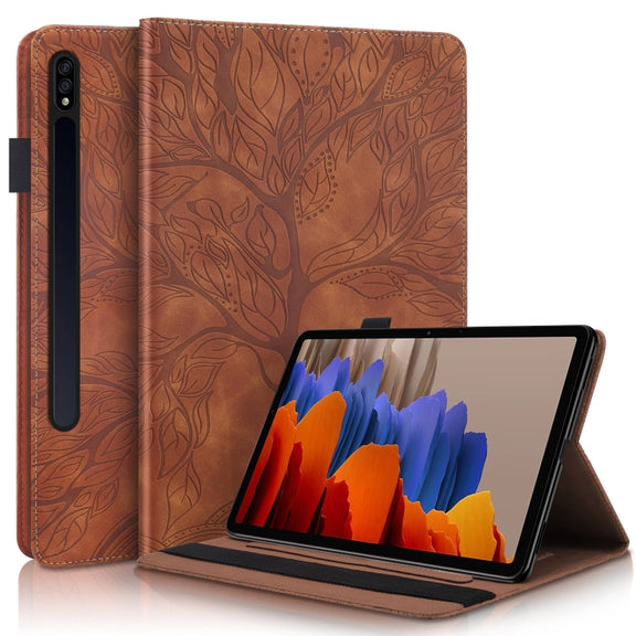 For Samsung Galaxy Tab S8 / S7 Life Tree Series Horizontal Flip Leather Tablet Case(Brown)