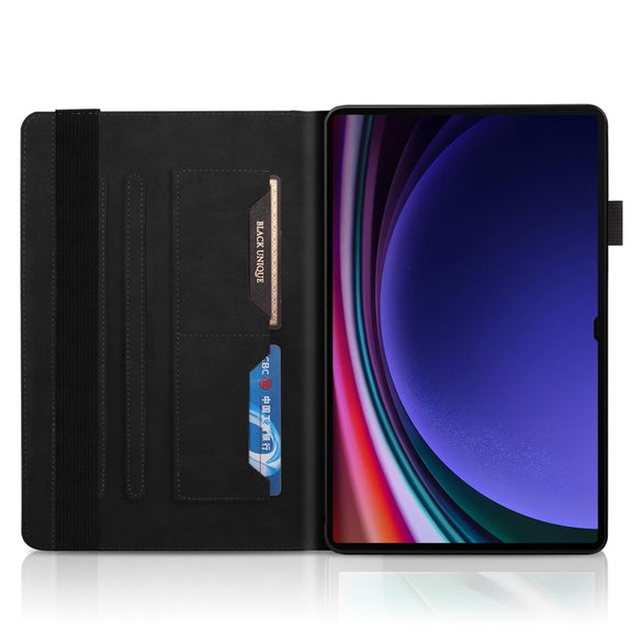 For Samsung Galaxy Tab S9 Ultra Life Tree Series Horizontal Flip Leather Tablet Case(Black)