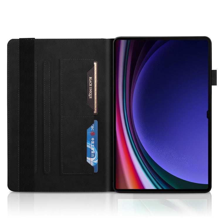 For Samsung Galaxy Tab S9 Ultra Life Tree Series Horizontal Flip Leather Tablet Case(Black)