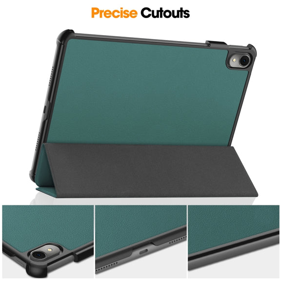 For Huawei MatePad 11.5 2023 Custer Texture 3-Fold Holder Leather Tablet Case(Green)