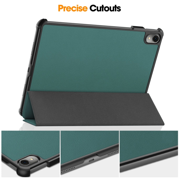 For Huawei MatePad 11.5 2023 Custer Texture 3-Fold Holder Leather Tablet Case(Green)