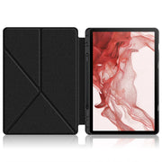 For Samsung Galaxy Tab S9 Cloth Texture Multi-folding Horizontal Flip Leather Tablet Case(Black)
