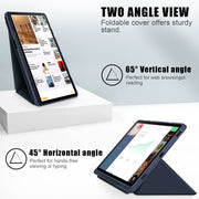 For Samsung Galaxy Tab S9 Cloth Texture Multi-folding Horizontal Flip Leather Tablet Case(Dark Blue)