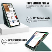 For Samsung Galaxy Tab S9 Cloth Texture Multi-folding Horizontal Flip Leather Tablet Case(Dark Green)