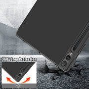 For Samsung Galaxy Tab S9+ Cloth Texture Multi-folding Horizontal Flip Leather Tablet Case(Black)
