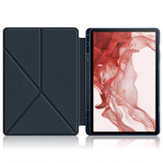 For Samsung Galaxy Tab S9+ Cloth Texture Multi-folding Horizontal Flip Leather Tablet Case(Dark Blue)