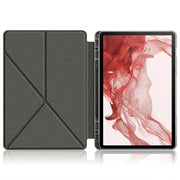 For Samsung Galaxy Tab S9+ Cloth Texture Multi-folding Horizontal Flip Leather Tablet Case(Grey)