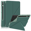 For Samsung Galaxy Tab S9+ Cloth Texture Multi-folding Horizontal Flip Leather Tablet Case(Dark Green) - Galaxy Tab S9+ Cases by PMC Jewellery | Online Shopping South Africa | PMC Jewellery | Buy Now Pay Later Mobicred