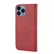 For iPhone 16 Pro Max Embossed Happy Cat Pattern Flip Leather Phone Case(Red)