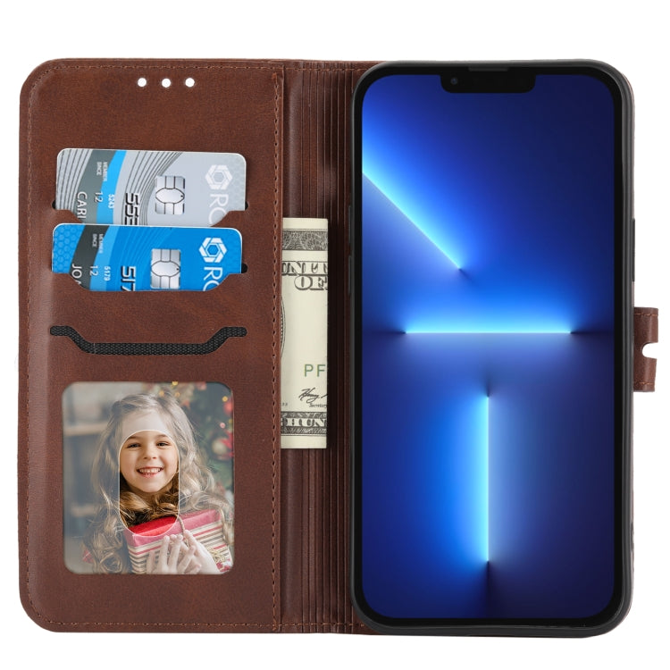 For iPhone 16 Pro Embossed Happy Cat Pattern Flip Leather Phone Case(Brown)