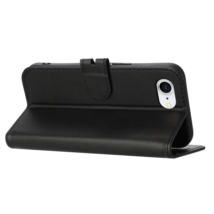 For iPhone 16e Embossed Happy Cat Pattern Flip Leather Phone Case(Black)