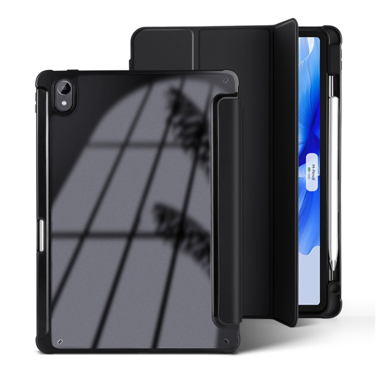 For Huawei MatePad Air 11.5 inch 3-Fold Clear Acrylic Leather Tablet Case(Black)