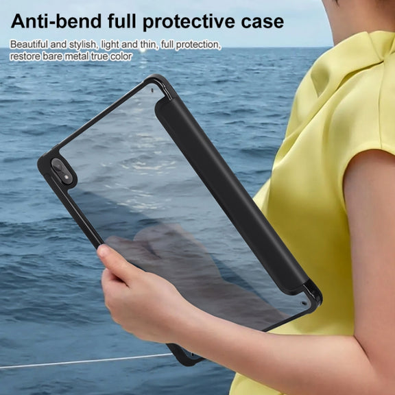 For Huawei MatePad Air 11.5 inch 3-Fold Clear Acrylic Leather Tablet Case(Black)
