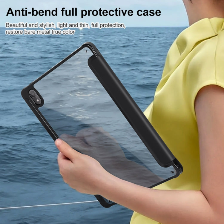 For Huawei MatePad Air 11.5 inch 3-Fold Clear Acrylic Leather Tablet Case(Black)