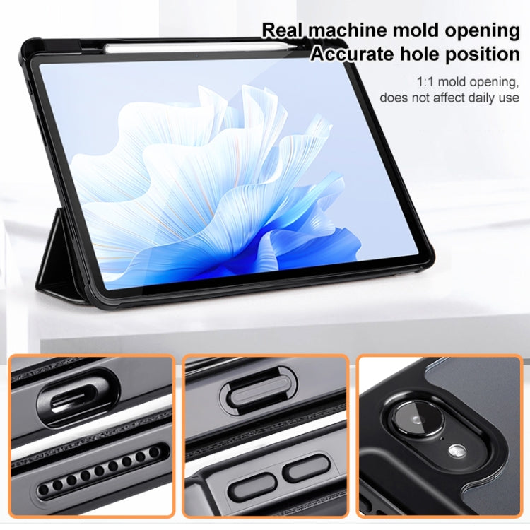 For Huawei MatePad Air 11.5 inch 3-Fold Clear Acrylic Leather Tablet Case(Black)
