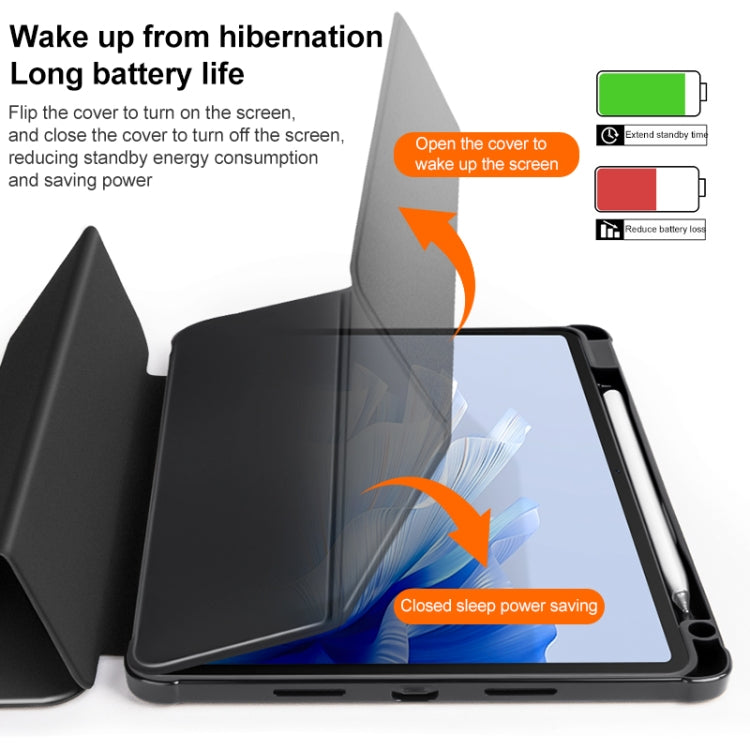 For Huawei MatePad Air 11.5 inch 3-Fold Clear Acrylic Leather Tablet Case(Black)