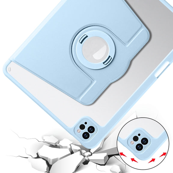 For iPad Pro 11 2024 Acrylic 360 Rotation Detachable Leather Tablet Case(Ice Blue)