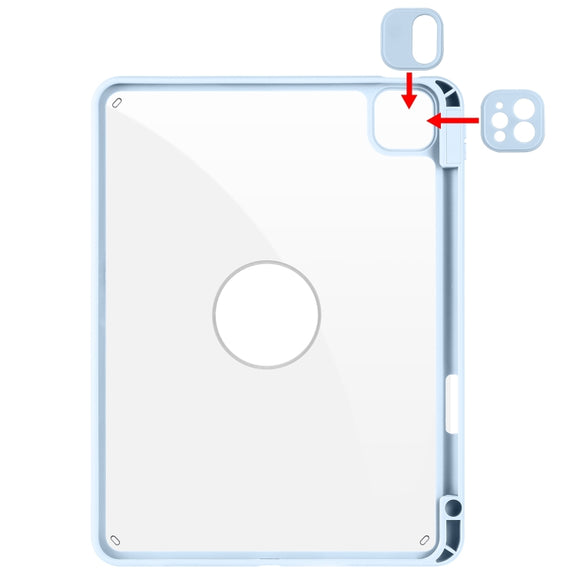 For iPad Pro 11 2024 Acrylic 360 Rotation Detachable Leather Tablet Case(Ice Blue)
