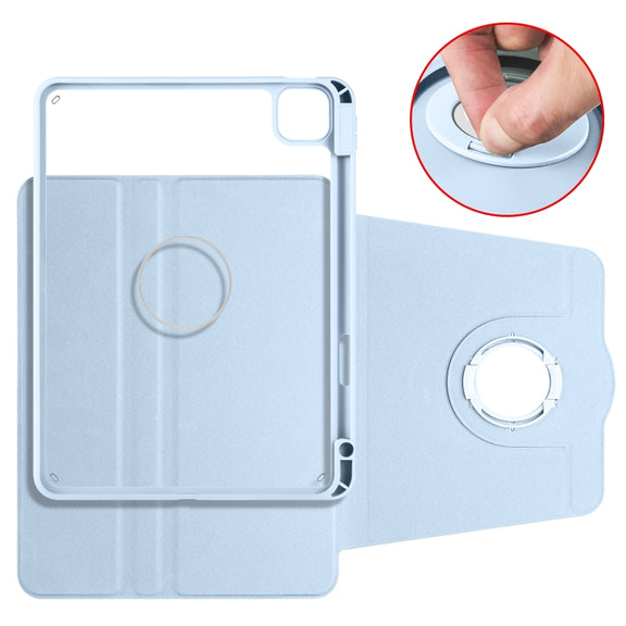 For iPad Pro 11 2024 Acrylic 360 Rotation Detachable Leather Tablet Case(Ice Blue)