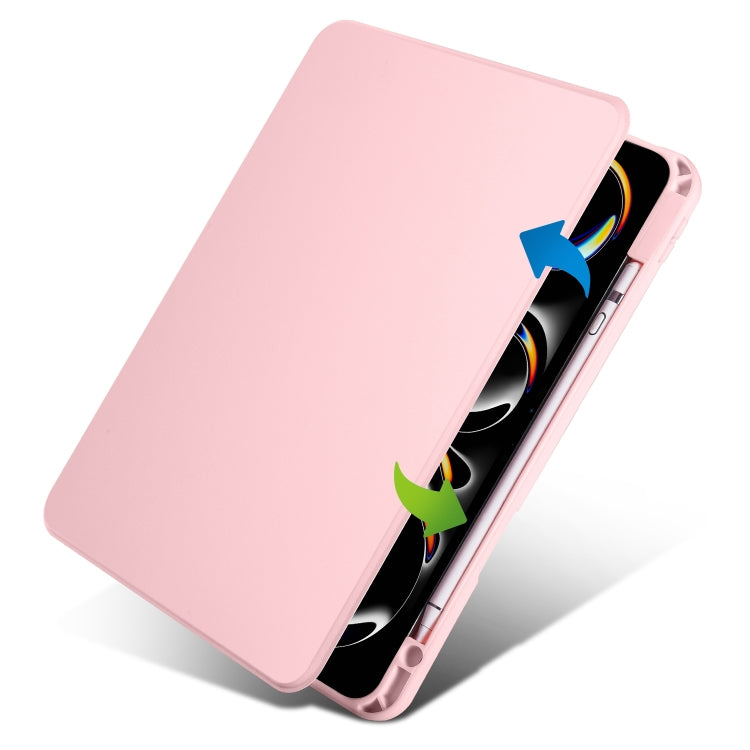 For iPad Pro 11 2024 Acrylic 360 Rotation Detachable Leather Tablet Case(Sand Pink)