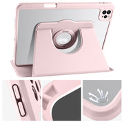 For iPad Pro 11 2024 Acrylic 360 Rotation Detachable Leather Tablet Case(Sand Pink)