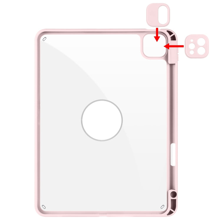 For iPad Pro 11 2024 Acrylic 360 Rotation Detachable Leather Tablet Case(Sand Pink)