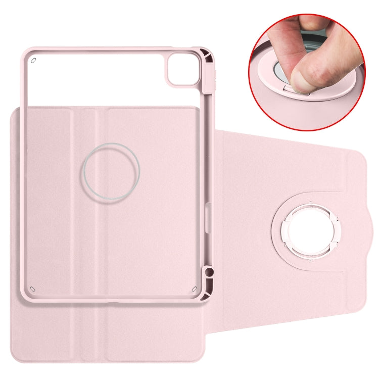 For iPad Pro 11 2024 Acrylic 360 Rotation Detachable Leather Tablet Case(Sand Pink)