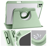 For iPad Pro 11 2024 Acrylic 360 Rotation Detachable Leather Tablet Case(Green)