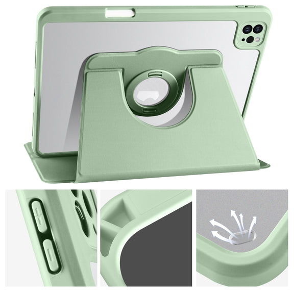 For iPad Pro 11 2024 Acrylic 360 Rotation Detachable Leather Tablet Case(Green)