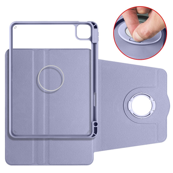 For iPad Pro 11 2024 Acrylic 360 Rotation Detachable Leather Tablet Case(Lavender Purple)