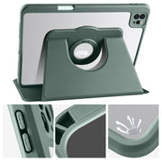 For iPad Pro 11 2024 Acrylic 360 Rotation Detachable Leather Tablet Case(Deep Green)