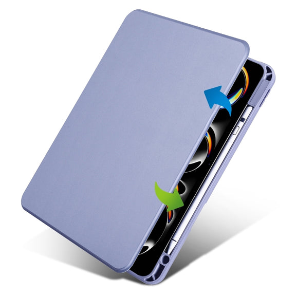 For iPad Pro 13 2024 Acrylic 360 Rotation Detachable Leather Tablet Case(Lavender Purple)